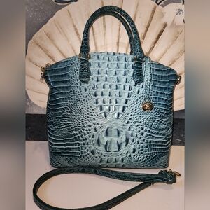 Brahmin Large Duxbury Satchel in Bottle Blue Ombre Melbourne Leather